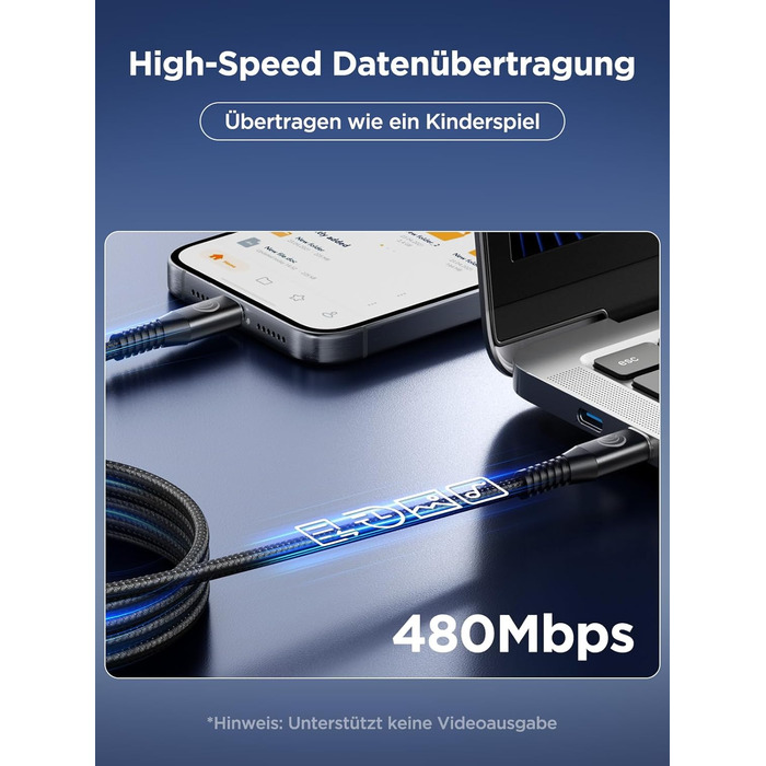 Кабель USB-C на USB-C [2 шт. 2м+2м] 100W, 5A, PD, для iPhone, Samsung, iPad, MacBook, Pixel, Switch. Чорний