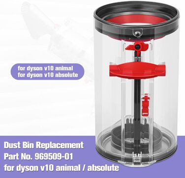 Dyson V10 Dustbin and Filter Replacement Set - Compatible with Dyson Cyclone V10 SV12 (969509-01 & 969082-01)