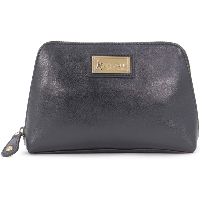 Сумка-косметичка Catwalk Collection Emma чорного кольору, середнього розміру, з натуральної шкіри для ручної сумки