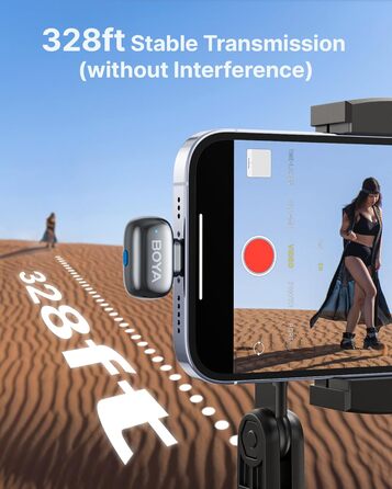 BOYA MINI 2: Портативний мікрофон з USB-C, 48kHz/24Bit, 100м, 30год, для iPhone, Android, Vlogging, YouTube, інтерв'ю (Space Silver)