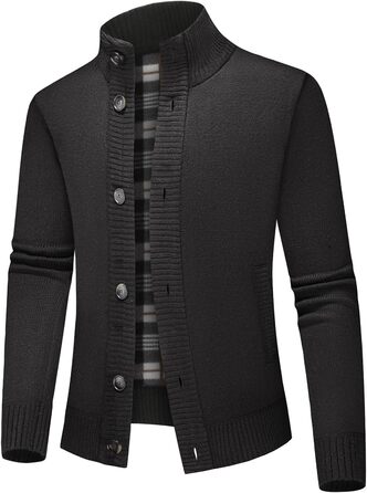 Чоловіча тепла куртка-трак з кишенями, однорядна, осінньо-зимова модель (Чорний, S)