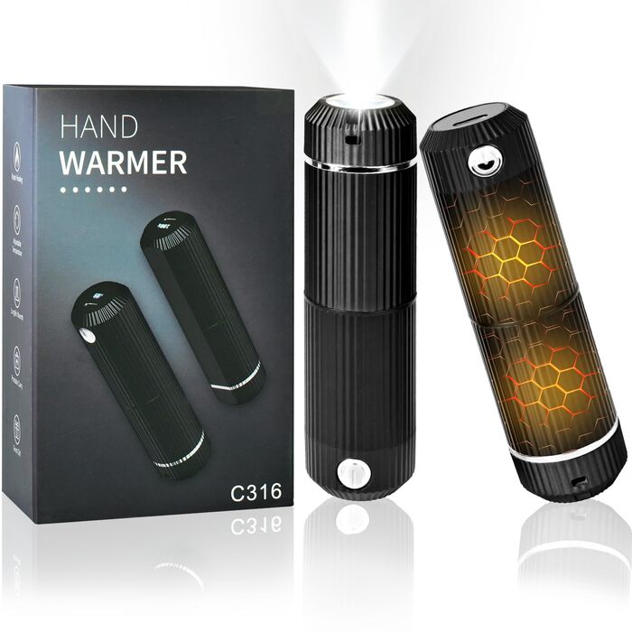 Електричний грієчка для рук, багаторазовий, 2 шт., 10000mAh, USB, магнітний дизайн, для зими, подарунок, чорний