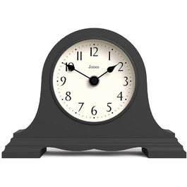 JONES CLOCKS® Speakeasy Table Clock | Classic Napoleon Hat Design | Dark Grey | Contemporary classic style for desk, table, shelf or bedside table