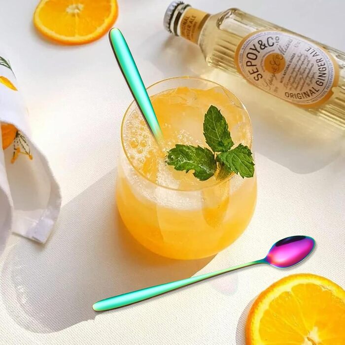 Набір ложок для лате макіато, 6 шт., 19.8 см, нержавіюча сталь. Ідеально для кави, коктейлів, десертів