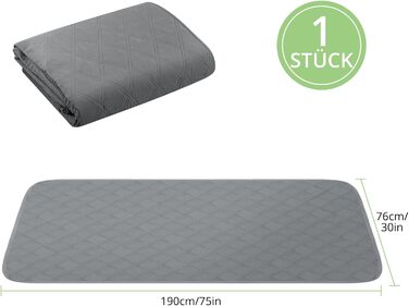 Водонепроникний килимок для собак TAIKURA, антиковзаючий килимок для тварин, міцний килимок для котів, багаторазовий. Захист для дивану, ліжка, автокрісла. Можна прати в пральній машині (темно-сірий, 76 x 190 см)