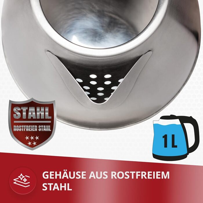 Електричний чайник MPM MCZ-85/G1, 1.7 л, без BPA, бездротовий, 360° обертання, антинакипний фільтр, автовимкнення, чорний, 2200W, нержавіюча сталь