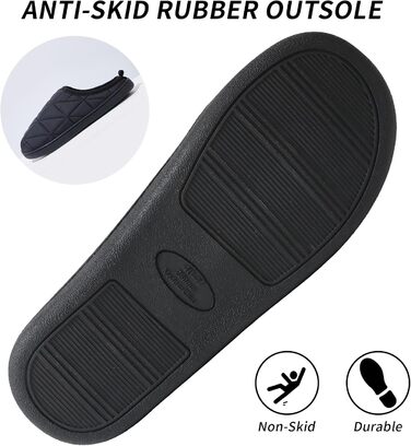 Тапочки домашні жіночі/чоловічі зимові теплі, плюшеві, м'які, зручні з memory foam, антиковзні, двоколірні, для дому та вулиці, 38/39 EU, чорні