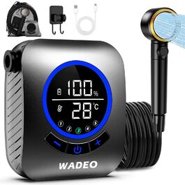 Портативна душова кабіна WADEO з насосом, 8000mAh, LED-дисплеєм, для кемпінгу та подорожей