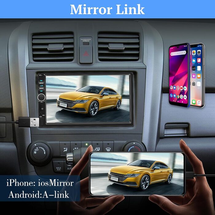 2 DIN автомагнітола NHOPEEW з CarPlay та Android Auto, 7