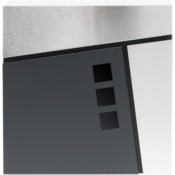 Поштовий ящик Wiltec Designer V24 антрацит/нержавіюча сталь 370x105x370 мм, настінний, з замком, оглядовим вікном та тримачем для газет