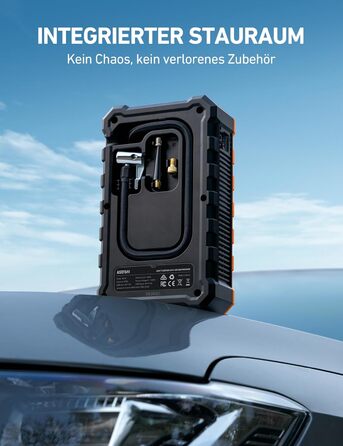 Powerbank AstroAI S8 Air з компресором 150PSI: 5-в-1 пристрій для підкачки шин, 6L бензин/3L дизель, повітряний насос, дисплей 2.4', 3 режими підсвічування