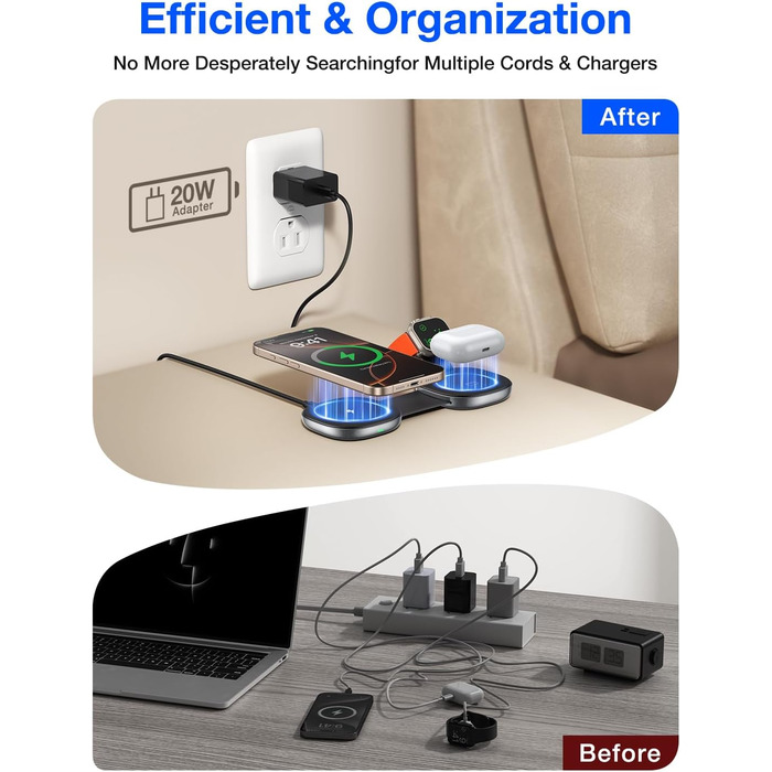 Бездротова зарядка 3-в-1 з MagSafe: для iPhone, Apple Watch, AirPods (20W)