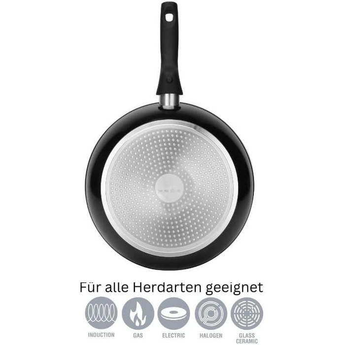 Набір сковорідок, чорний колір, з ефектом граніту - 3 шт. (28 см + 24 см + 20 см), антипригарне покриття, для індукційних, газових та склокерамічних плит