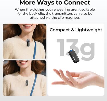 Мікрофон FULAIM X6S: Бездротовий петличний мікрофон з AI шумозаглушенням для iPhone, камер, відео та Vlogging