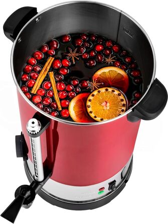 Kalorik TKG GW 910 IN Hot Beverage and Mulled Wine Dispenser, Stainless Steel, 6.8 Liters, 950, Metal, Plastic, 6.8 Liters, Metallic Red
