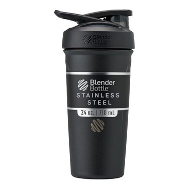 BlenderBottle Strada - Термофляга/Шейкер для протеїну з нержавіючої сталі, 710 мл, чорний. Подвійні стінки, вакуумна ізоляція, без BPA