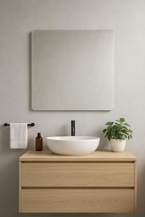 Рамковий настінний дзеркало 75x75 см без рами для ванної, спальні, вітальні. Можливість вертикального та горизонтального кріплення