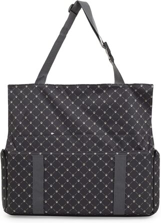 Автомобільний сидіння для собак середніх та великих порід, сірого кольору, розмір M (60x41 см) | Зручне автоліжко для собак, автосидіння на заднє сидіння або пасажирське місце | Матеріал: поліестер (імітація льону)