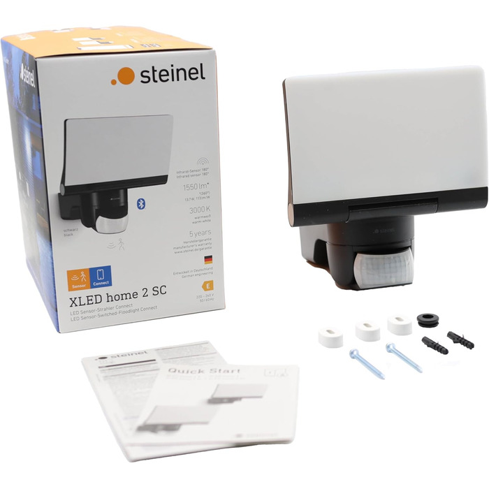 Світлодіодний прожектор Steinel XLED Home 2 S з датчиком руху та Bluetooth, 13.7W, 180°, дальність 10м, 1550 лм, чорний