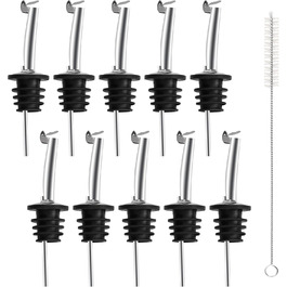 Наливайчики для пляшок Incutex з нержавіючої сталі (10 шт.) з клапаном та щіткою для чищення, стопор для масла, для олії, спиртних напоїв, вина, лікеру, оцту