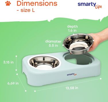 Набір мисок для котів та собак Smarty Life з піднятою платформою - нержавіюча сталь, для корму та води