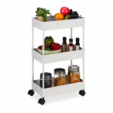 Relaxdays 3-Tier Rolling Cart
