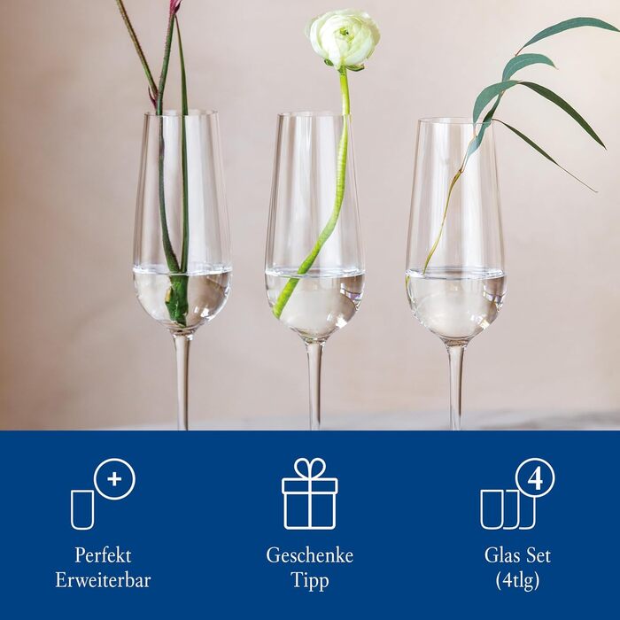 Villeroy & Boch Rose Garden: келих для шампанського, набір 4 шт., 120 мл, кришталеве скло, прозорий