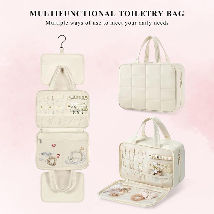 Чохол для туалетних аксесуарів на гачку, дорожній, чорний: органайзер для косметики та прикрас