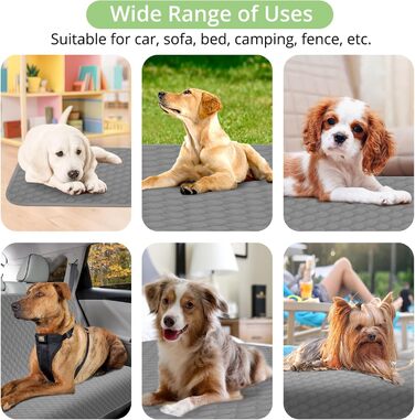 Водонепроникний килимок для собак, килимок для котів, неслизький, міцний, для захисту дивану, ліжка, автокрісла, можна прати в пральній машині (172 x 208 см, темно-сірий)