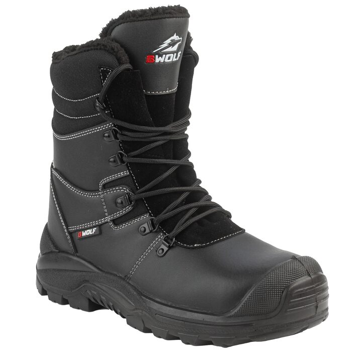 Черевики робочі зимові чоловічі BWOLF GRIZZLY S3, водонепроникні, оліостійкі, антиковзаючі, з Reflect-технологією та ергономічною підошвою, 40 EU, чорні