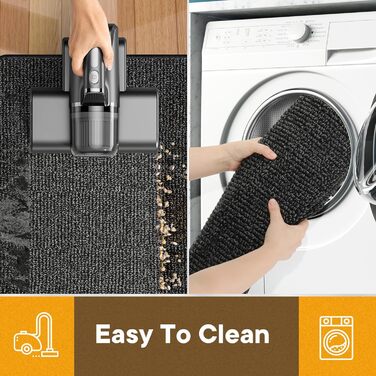 Привратний килимок Mibao 40 x 60 см, вологопоглинаючий та протиковзкий килим для вхідних дверей, для взуття та лап тварин, колір вугільний сірий