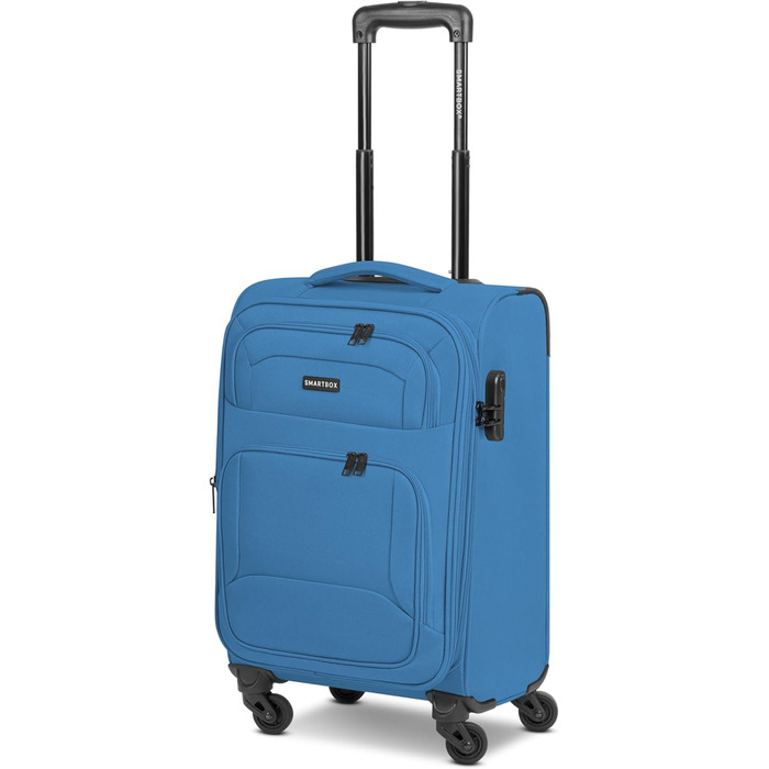 Набір валізак SMARTBOX 3 шт. для жінок та чоловіків | Легкі та міцні валізи-ролери, якісний softcase, 4 колеса та кодовий замок | Розширювані | Slate-blue (Сіро-блакитний), розмір S (56 см)