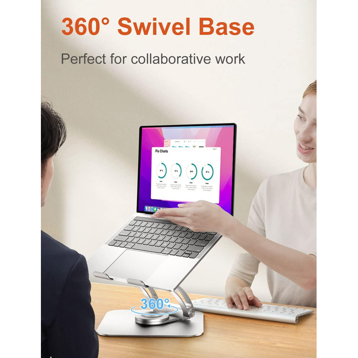 Adjustable Laptop Stand with 360° Rotation - Ergonomic Desk Stand for 10-17