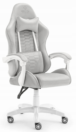 Ігрове крісло HELL'S CHAIR HC-1000 Grey-White, сіра тканина