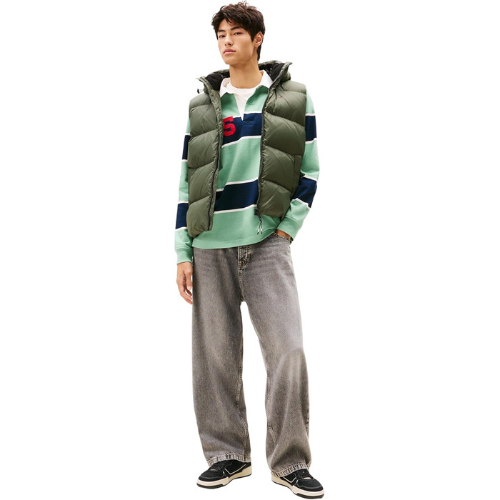 Жилет Tommy Jeans чоловічий Essential Down Vest з капюшоном, колір Green (Pewter Green)