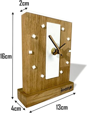 FLEXISTYLE Modern Stand Clock Small Made of Oak Wood Living Room Bathroom, Black/Oak, Black (Style 10)