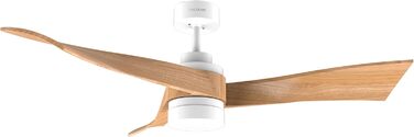 Стельовий вентилятор Cecotec EnergySilence Aero 5280 LightWood з LED підсвіткою 18W, 132 см, DC мотор, пульт, таймер, режими зима/літо, білий/дерево