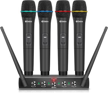 Набір мікрофонів D Debra 4-х канальний UHF бездротовий: 2 ручні, 2 нагрудні (Bodypack), для співу, караоке, церкви. Модель AU400