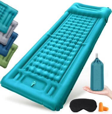 Надувний килимок Isomatte самонадувний з помпою, для кемпінгу, пікніків, пляжу, намету, блакитний, одинарний
