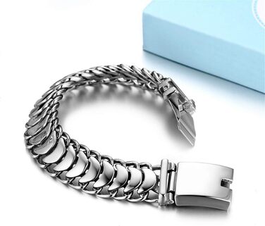 Чоловічий браслет-ланцюг у готичному стилі JewelryWe для байкерів з нержавіючої сталі, сріблястий колір