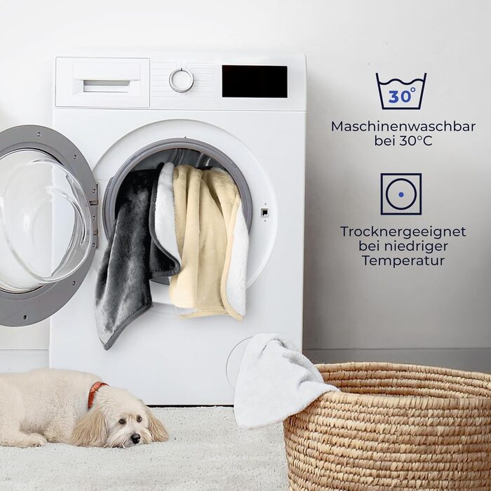 Водонепроникний коврик Dreamzie для собак 63x88 см - для дивана та ліжка, Sherpa Fleece, reversible, миючий, темно-сірий