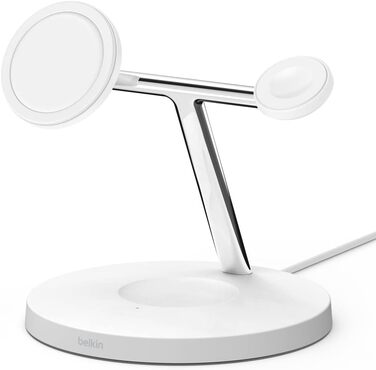Belkin BoostCharge Pro 3-в-1 MagSafe Бездротове Зарядне Пристрої для iPhone 13, Apple Watch та AirPods (15W) - Білий