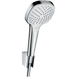 hansgrohe Croma Select E Showerhead incl. showerhead holder, 3 spray patterns, White/Chrome, (Set with shower hose 1.25m)