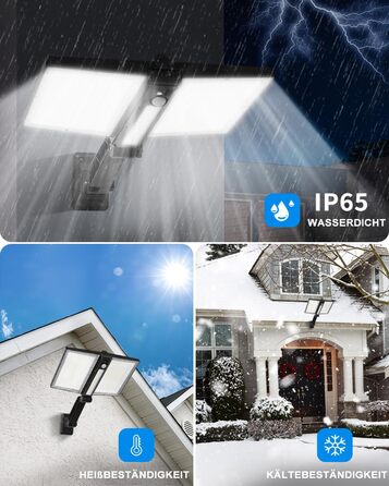 Street light spotlight guide light wall light with motion sensor 200W solar street lamp 180LED solar lights with remote control, 6500K outdoor floodlight for garden, hotel, courtyard, garage, pack of 2