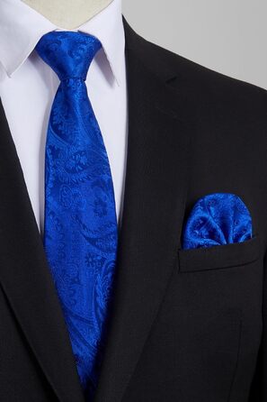 Чоловічий краватка та хустинка Enlision: Комплект з затискачем для краватки та запонками, королівський синій колір