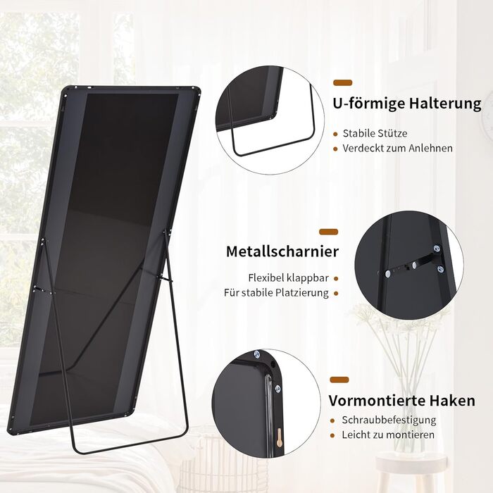 Koonmi Rounded Corner Full Length Standing Mirror