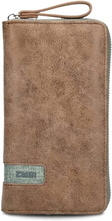 Two large women's wallets/purses O.Wallet OW2 brown vintage-style wallet, wallet with all-around zipper, 15 card slots, 2 bill compartments, coin pocket & viewing window