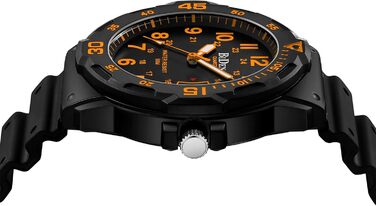 HANPOSH Чоловічий годинник: аналоговий кварцовий годинник для чоловіків з датою, водостійкий 50M, з силіконовим ремінцем, чорно-оранжевий, стильний дизайнерський годинник