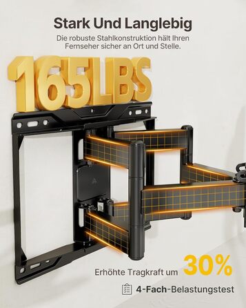 Настінна кріплення для телевізора monTEK, 37-90 дюймів, до 75 кг, з подвійними шарнірними руками, регулювання нахилу, поворот і витягування, VESA 600x400