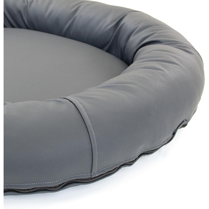 Wallace & Jones | Преміум собаче ліжко Болтон, диван для собак 63x50 см, штучна шкіра, для маленьких собак, прихований блискавка, миється, нековзне, темно-сірий 63 x 50 см, темно-сірий